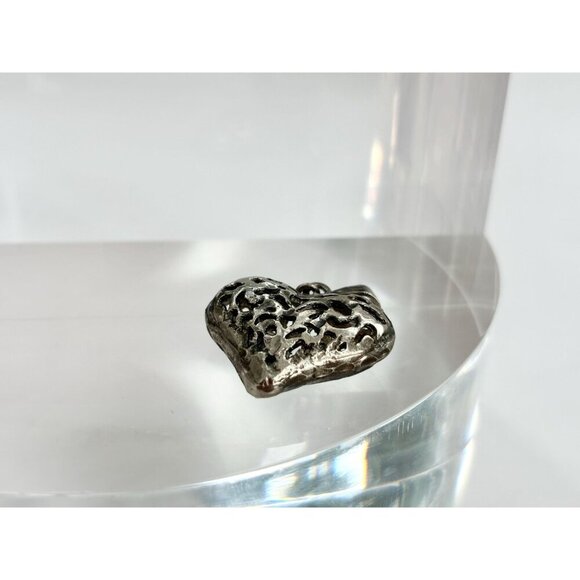 Sterling Silver 3D Cutout FIligree Vintage Heart Shaped Large Pendant | Charm - Picture 10 of 10